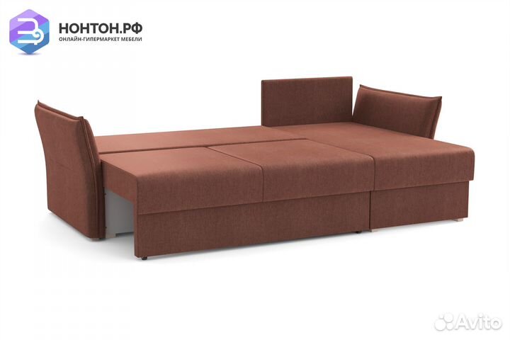 Диван угловой еврокнижка Бруклин коричневый