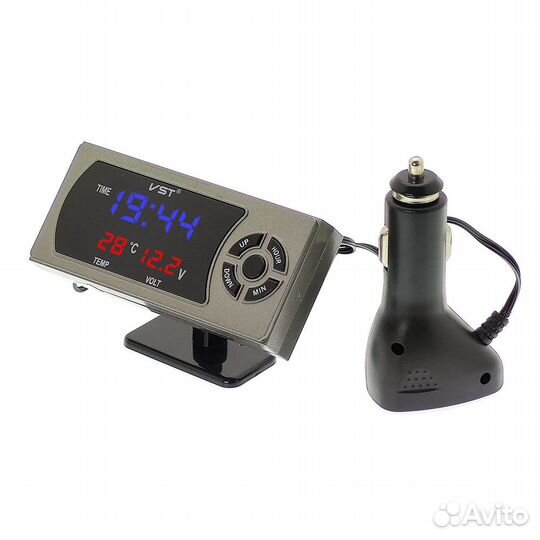 Часы авто с USB (температура, вольтметр)