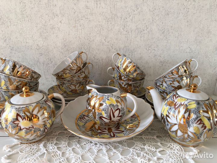 Чайный сервиз лфз СССР золотые ромашки