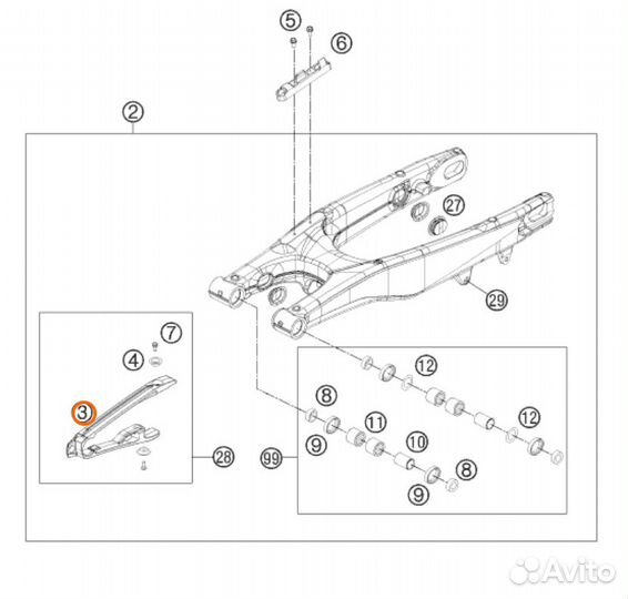 Слайдер цепи на маятник KTM SX/SXF 2012-2022