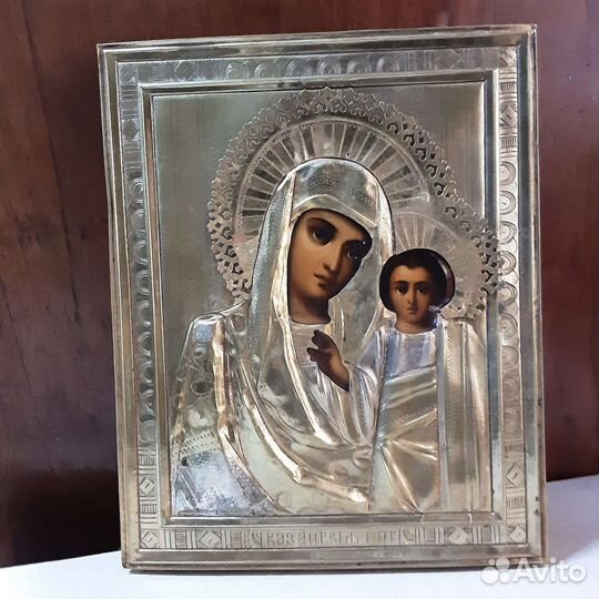 Старинная Икона Казанская Божья Матерь в киоте