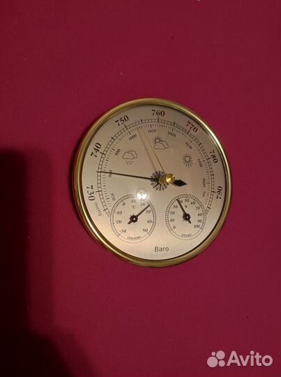 Барометр(термометр-гигро) анероидный золотой цвет