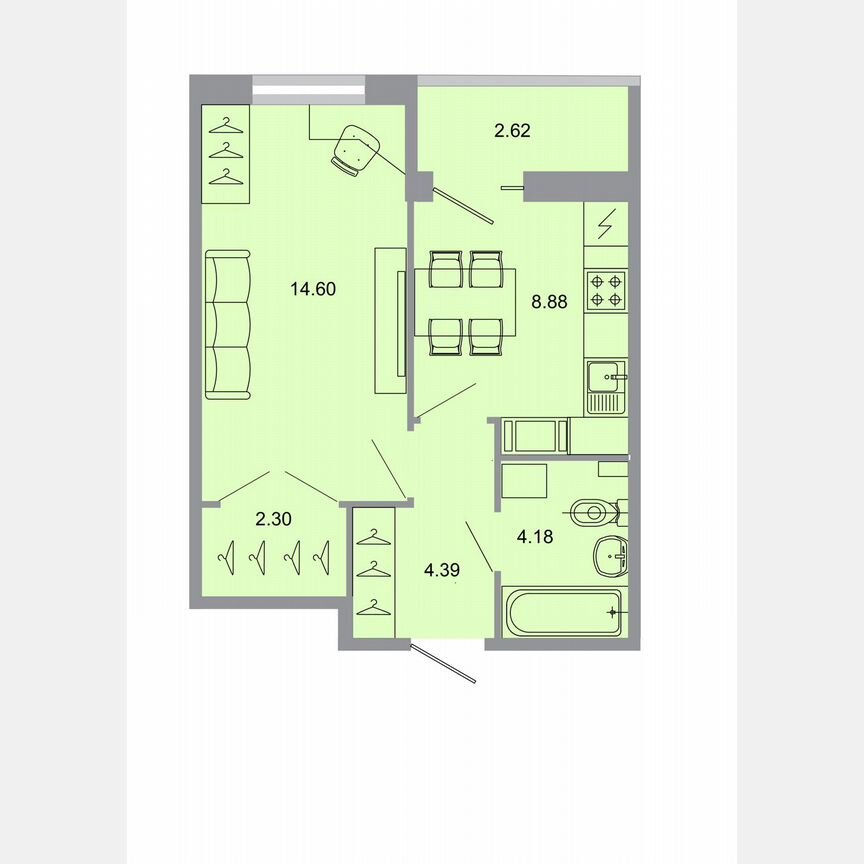 1-к. квартира, 34,9 м², 6/15 эт.