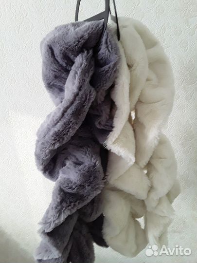 Шарфик меховой искусств. мех белый,серый 2шт