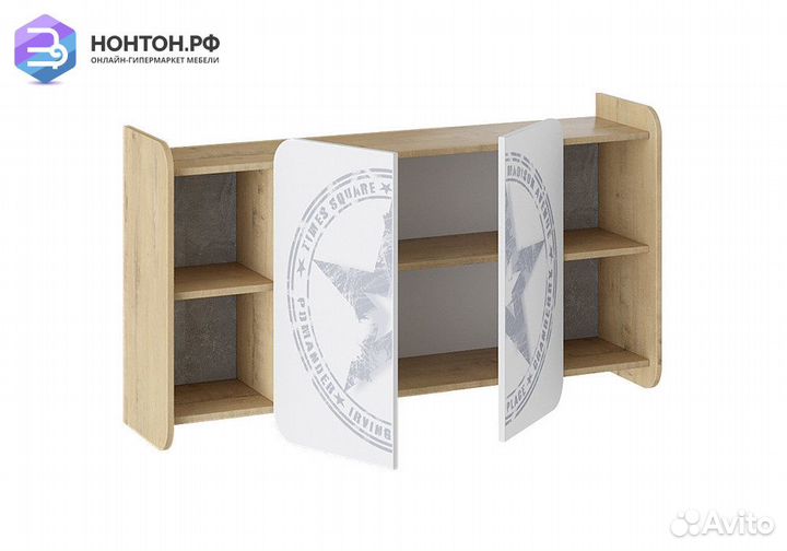 Шкаф навесной Мегаполис бунратти / белый с рисунко