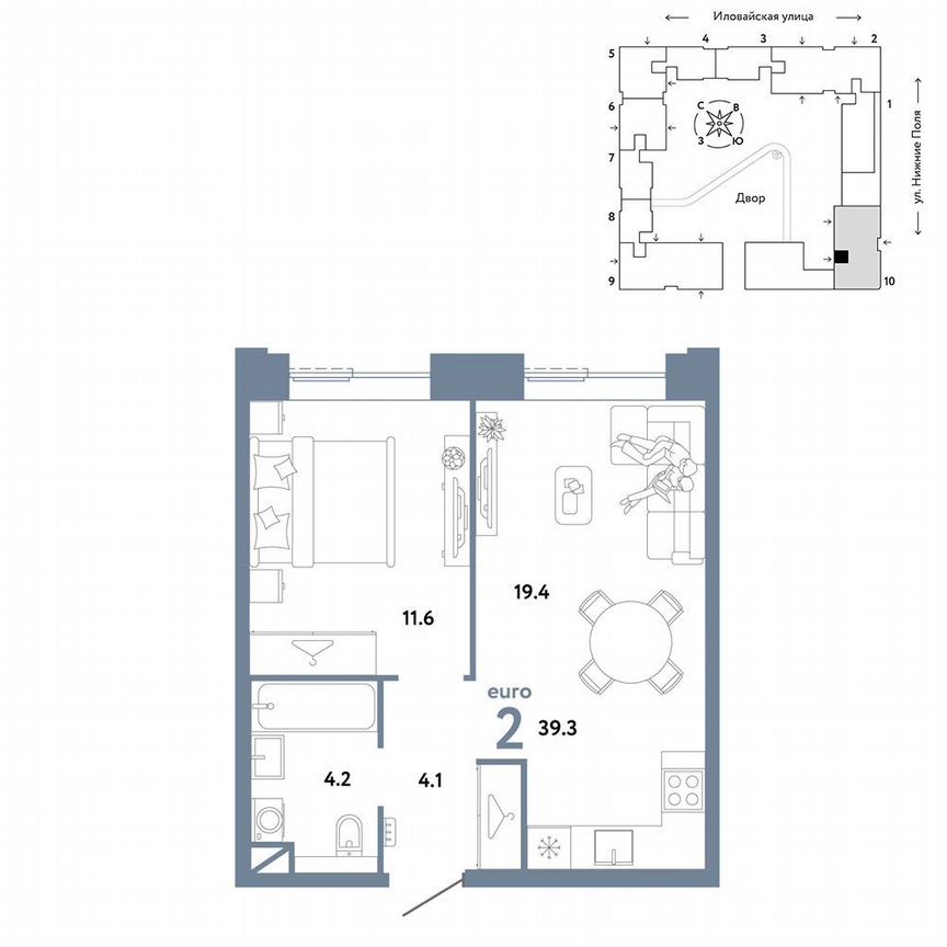 1-к. квартира, 39,3 м², 11/33 эт.