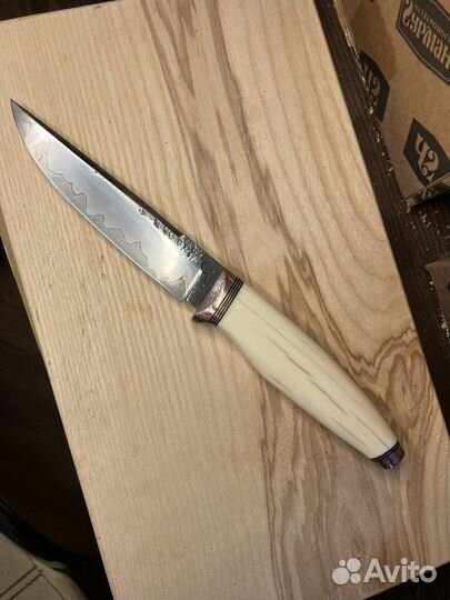 Кованнй нож рукоять бивень моржа