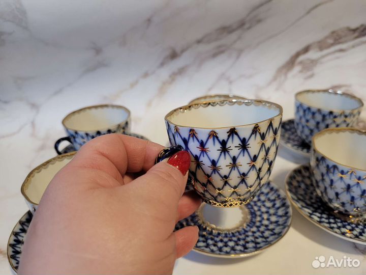 Кофейная лфз кобальтовая сетка с позолотой СССР