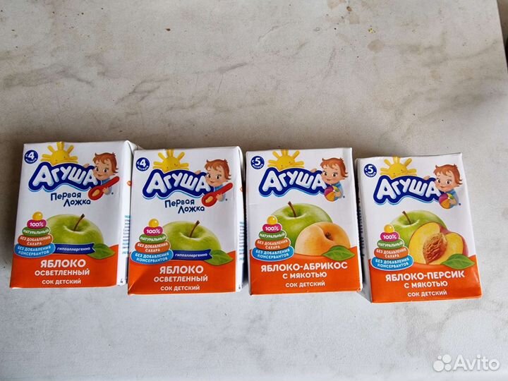 Детское питание. Пюре фруктовое, сок фруктовый