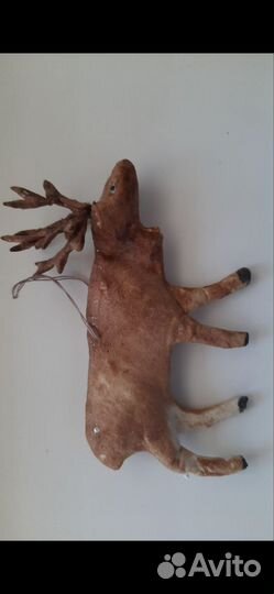 Редкая Ватная ёлочная игрушка Лось Вата