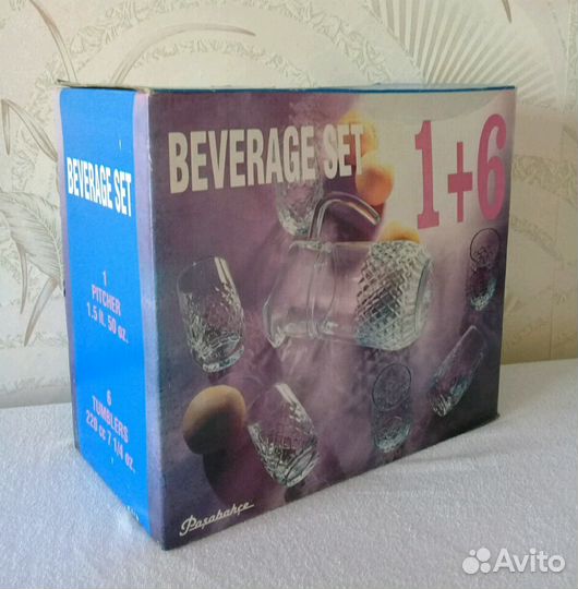 Кувшин и 6 стаканов новый набор