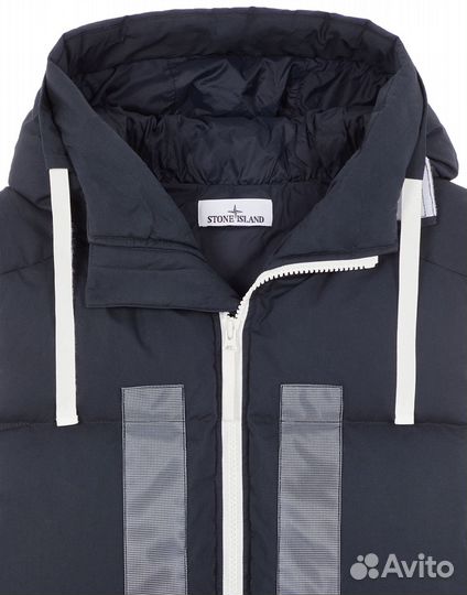 Жилет stone island marina rubber WAX poplin down n