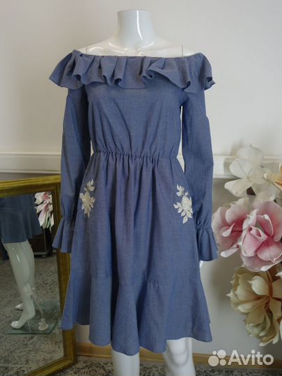 Twin-set хлопок новое стильное платье под джинсу