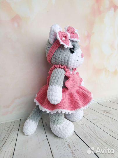 Мягкая игрушка Кошка вязаная крючком