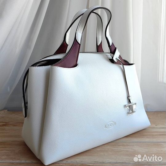 Сумка с ручками TOD'S натуральная кожа белая