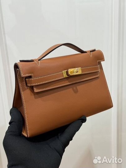 Hermes kelly pochette свифт коричневая