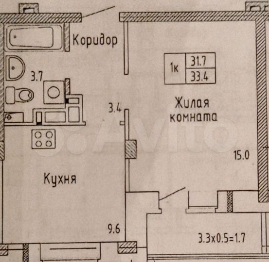 1-к. квартира, 33,4 м², 5/16 эт.