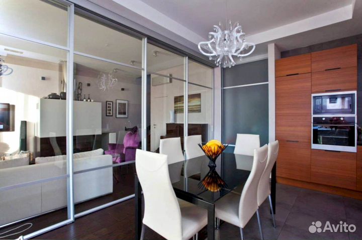 Раздвижная перегородка с матовым стеклом