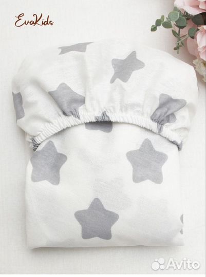 Простынь круглая на резинке EvaKids 75х75х12 бязь