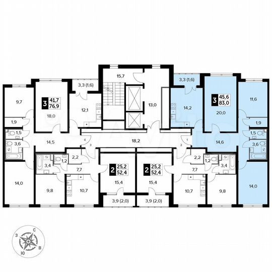 3-к. квартира, 83 м², 2/24 эт.