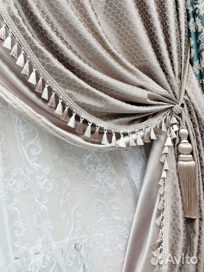 Шторы Нежный Кофе (французская сеточка)