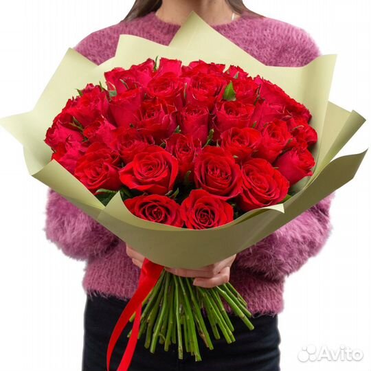Букет 51 роза Горячий ветер 50 см Премиум