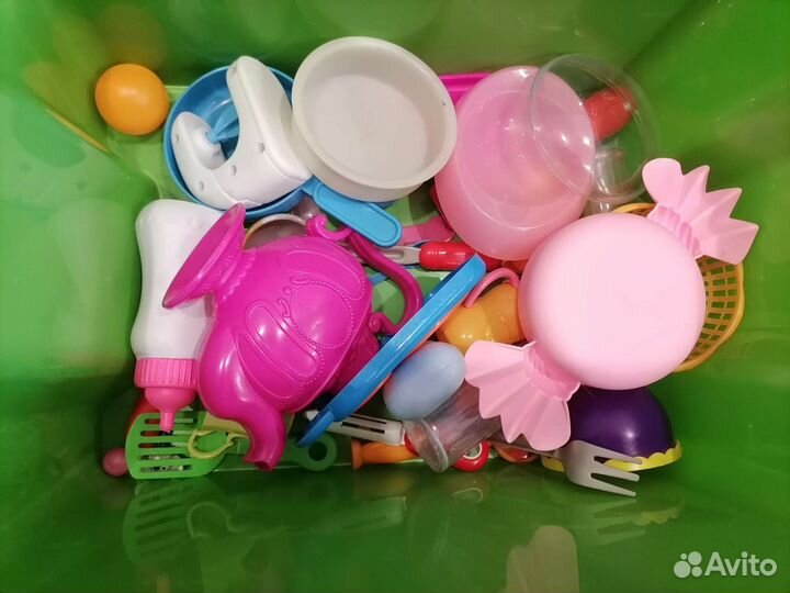 Детская кухня+посуда, овощи ифрукты