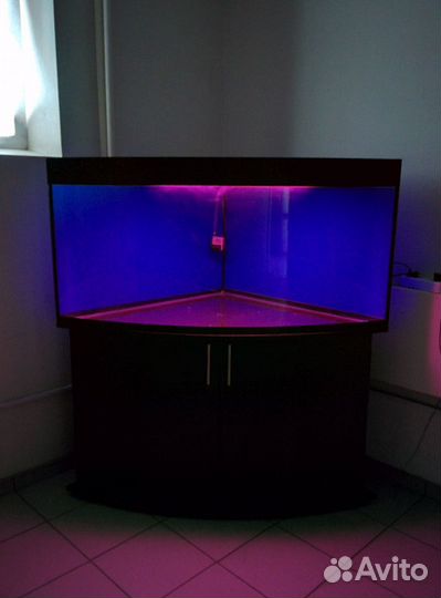 Аквариум 310л угловой полукруглый фильтр свет тумб