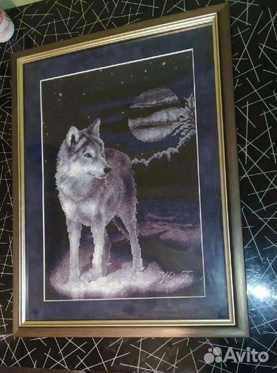 Картина вышитая крестом Волк