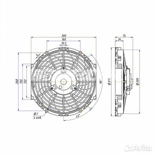 Вентилятор осевой RC-U0128, 12 дюймов, 24V, 120W