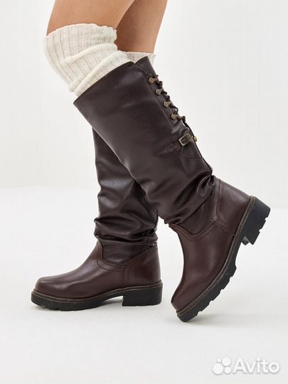 Модные женские сапоги с легким мехом