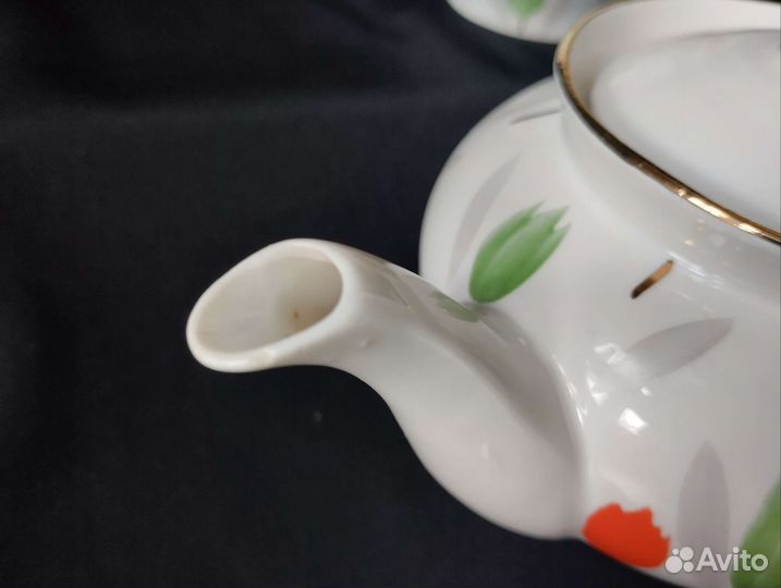 Сахарница чайник Тюльпаны Пролетарий фарфор СССР