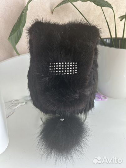 Шапка норковая черная