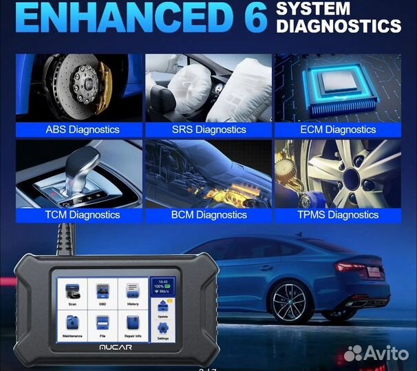 Автосканер Mucar CS6 OBD2 6 систем 7 сбросов