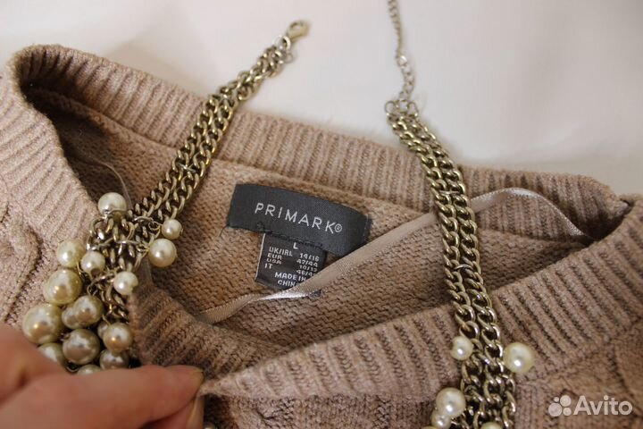 Свитер с вязкой косами Primark L 46-48 укороченный