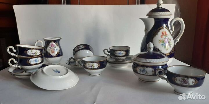 Кофейный сервиз Volkstedt Pastorale Echt Kobalt