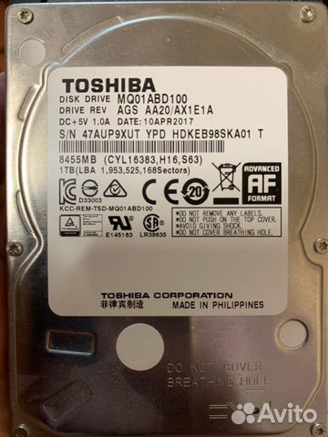 Жесткий диск Toshiba MQ01ABD100 Объём - 1 Тб купить в Москве ...