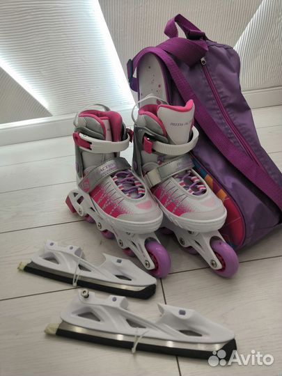 Раздвижные ледовые коньки 2 в 1 rush action