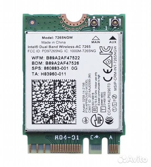 Адаптер Wi-Fi модуль для ноутбука 7265NGW Dual Ban