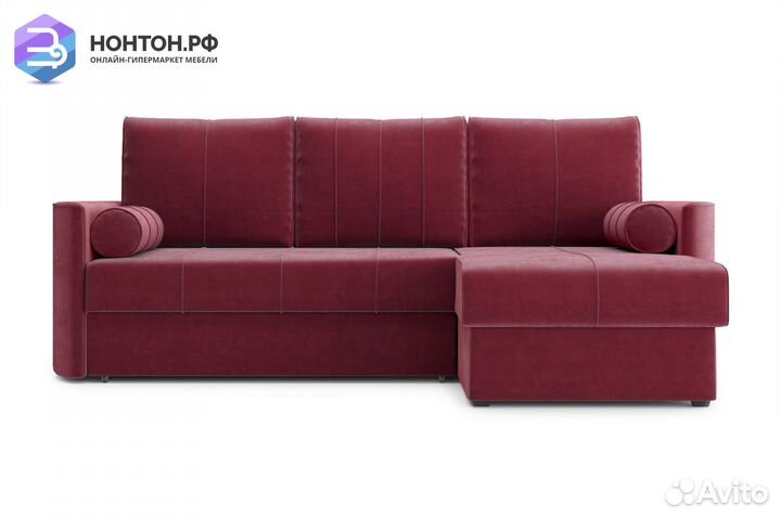Диван угловой дельфин Колибри бордовый