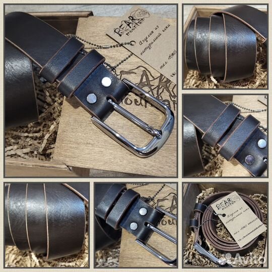 Мужской кожаный ремень ручной работы