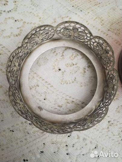 Вазочка цветное марганцевое стекло скань СССР