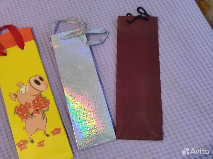 Подарочные новогодние пакеты для бутылок 3 шт