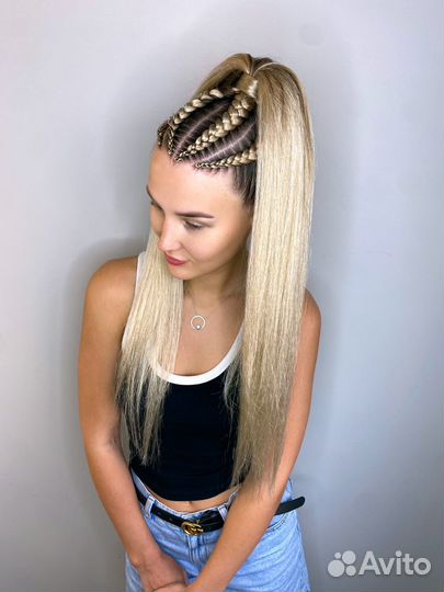 Косы, брейды в хвост, водопад, афрохвост, боксер