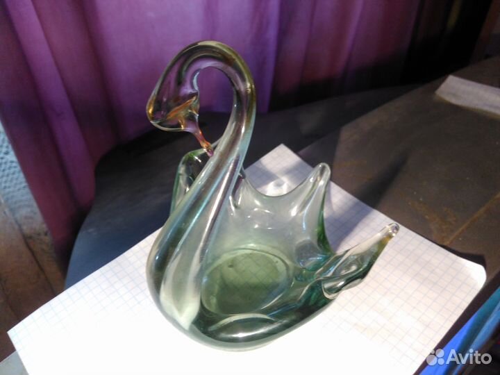 Статуэтка Лебедь Цветное Стекло Времен СССР