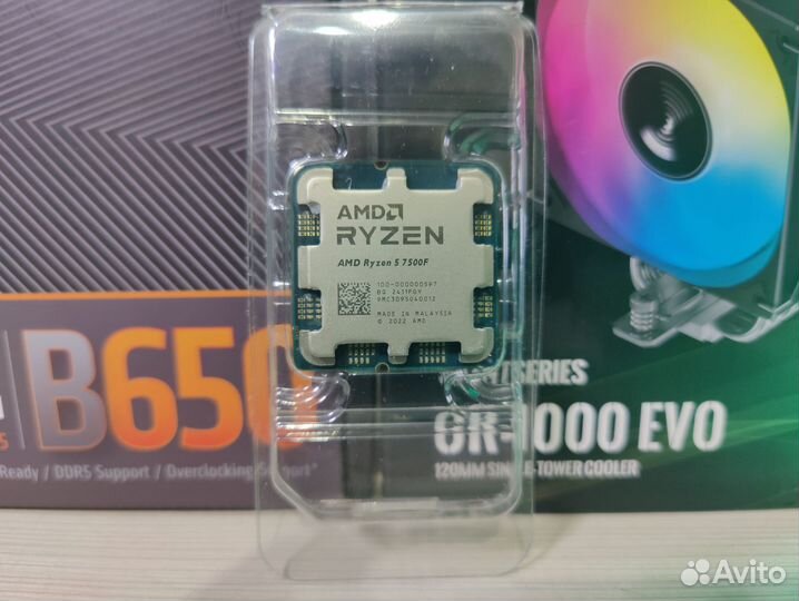 Новый комплект ryzen 5 7500f+b650+32gb ddr5+кулер