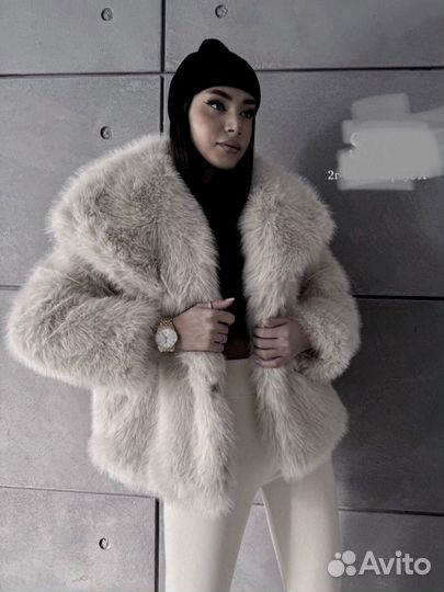 Шуба серая пушистая S M L новая lichi lime