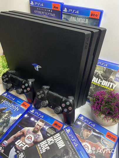 Sony ps4 pro + 2 геймпада + 750 игр