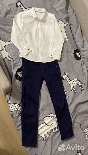 Комплект на мальчика (брюки+белая рубашка), 116