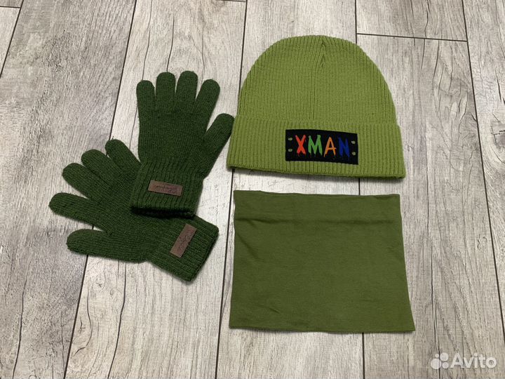 Комплект шапка снуд перчатки для мальчика